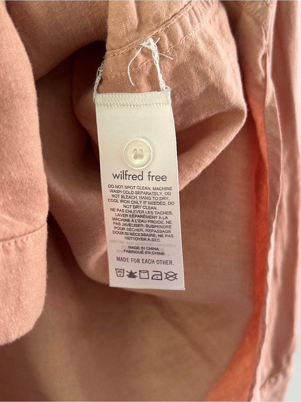 Wilfred free|Salmon Men's Oversized Button-Down Linen Shirt sz small - Picture 7 of 8